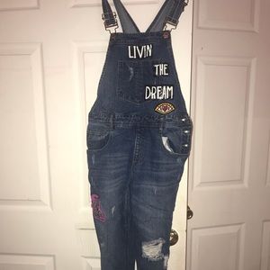 cute overalls with patches and rips